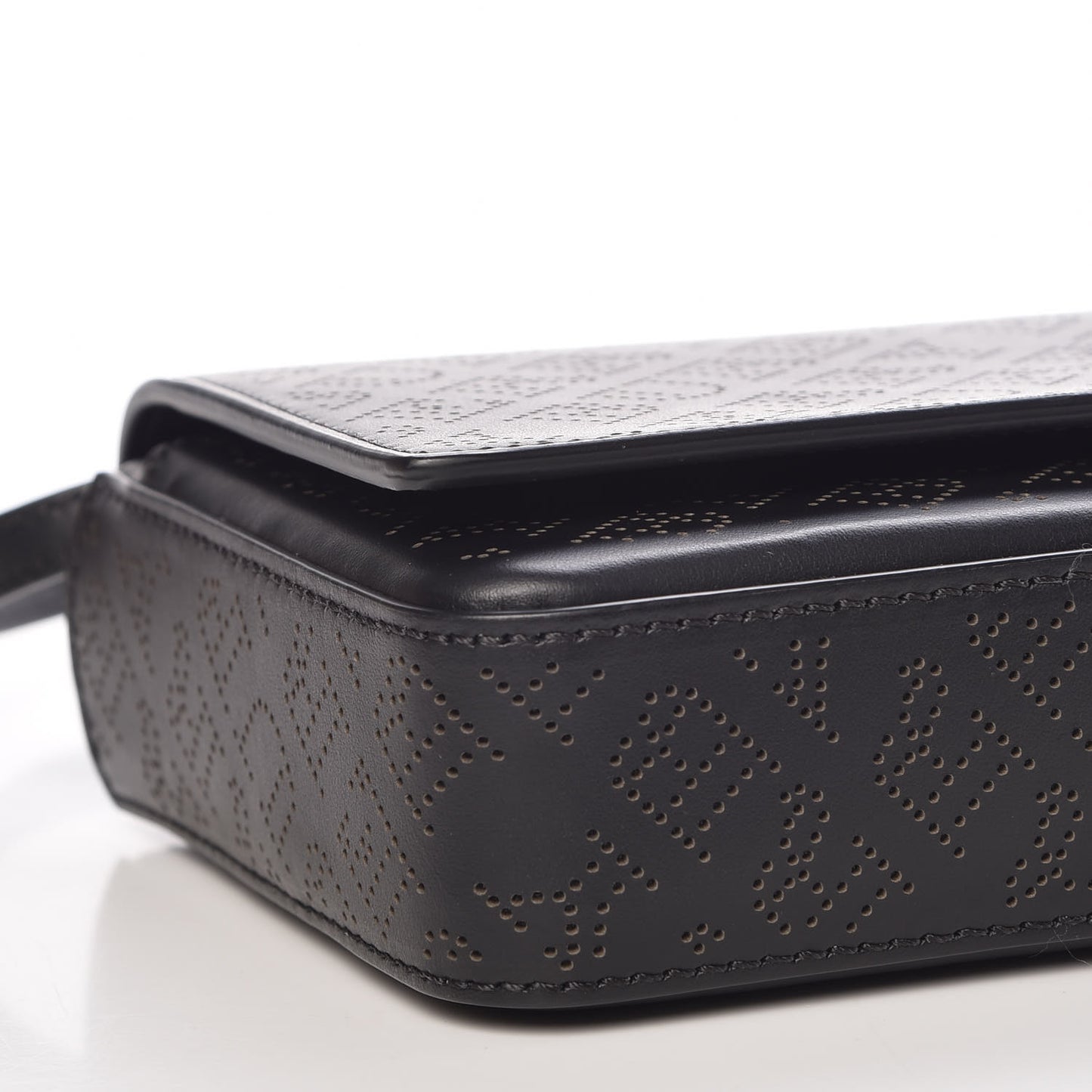 Calfskin Perforated Logo Hampshire Crossbody Black