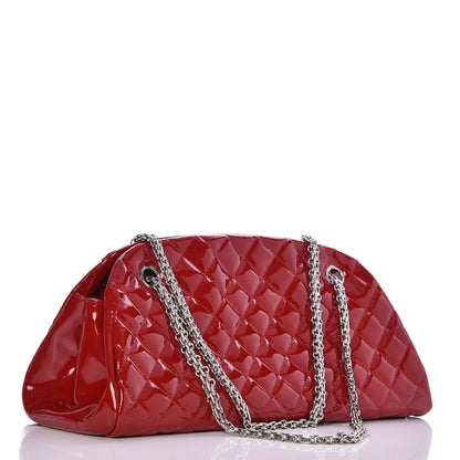 Chanel Patent Quilted Medium Just Mademoiselle Bowling Bag Red 3 of 7