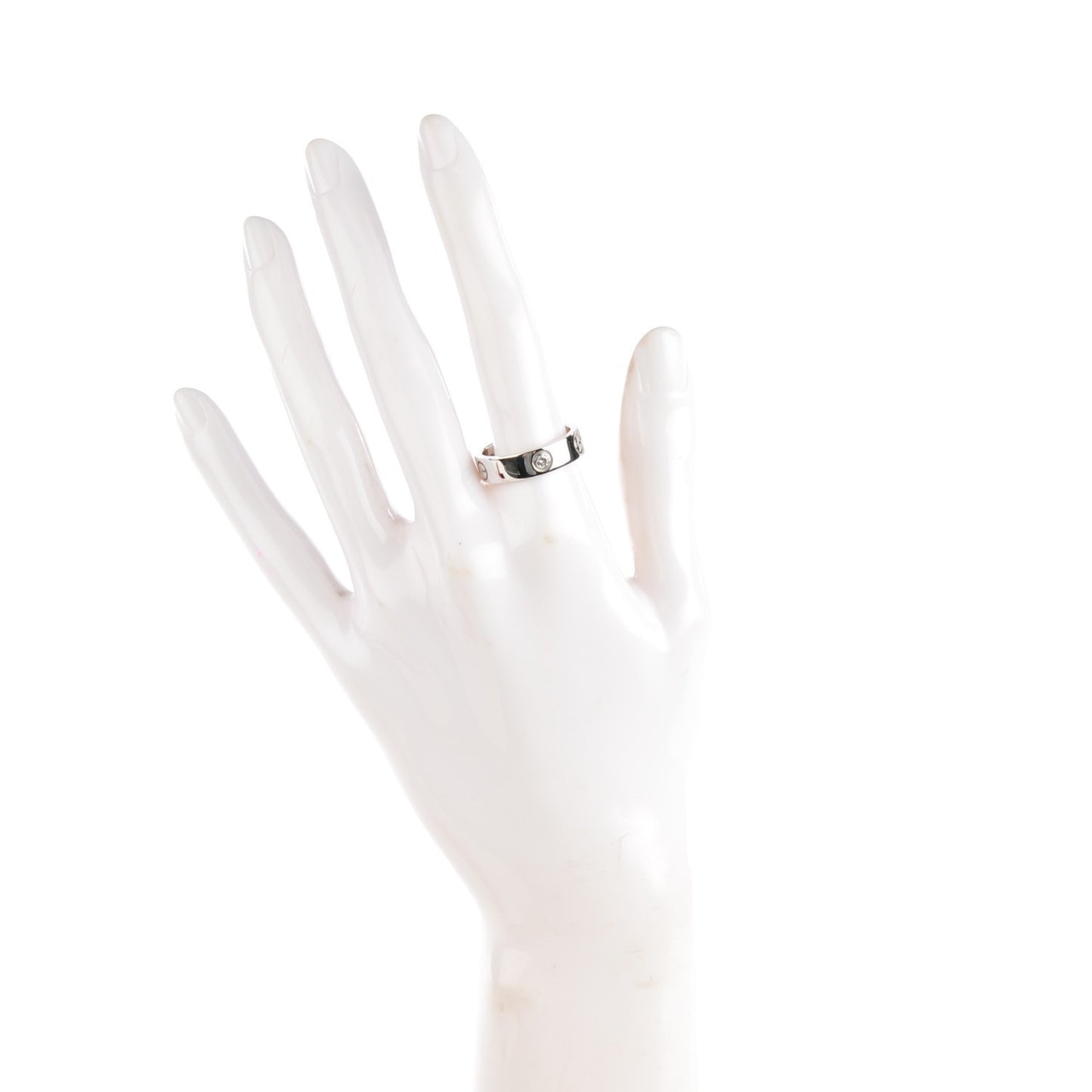 18K White Gold 3 Diamond 5.5mm LOVE Ring 58 8.25