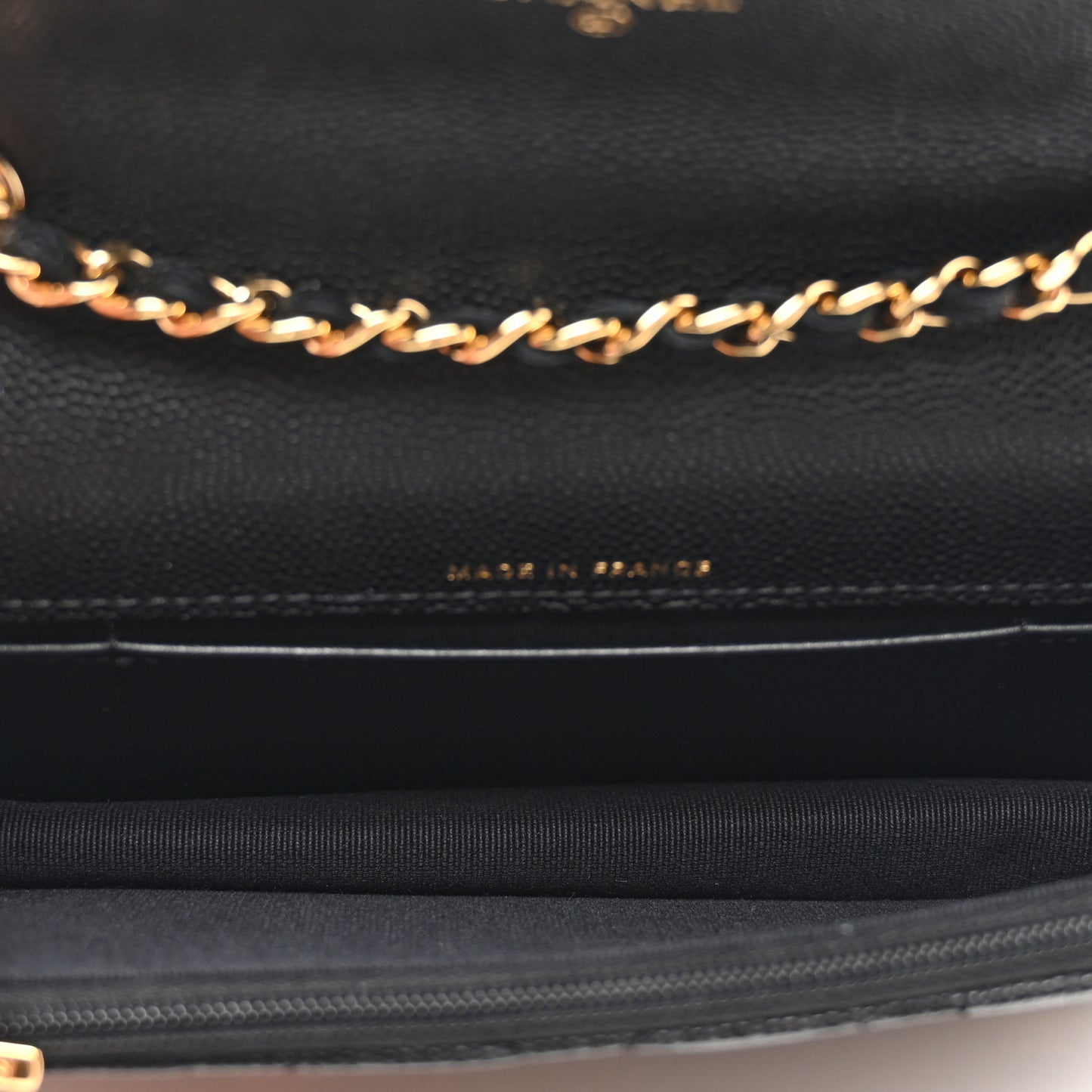 Caviar Quilted Enamel Coco Casino Flap Phone Holder With Chain Black