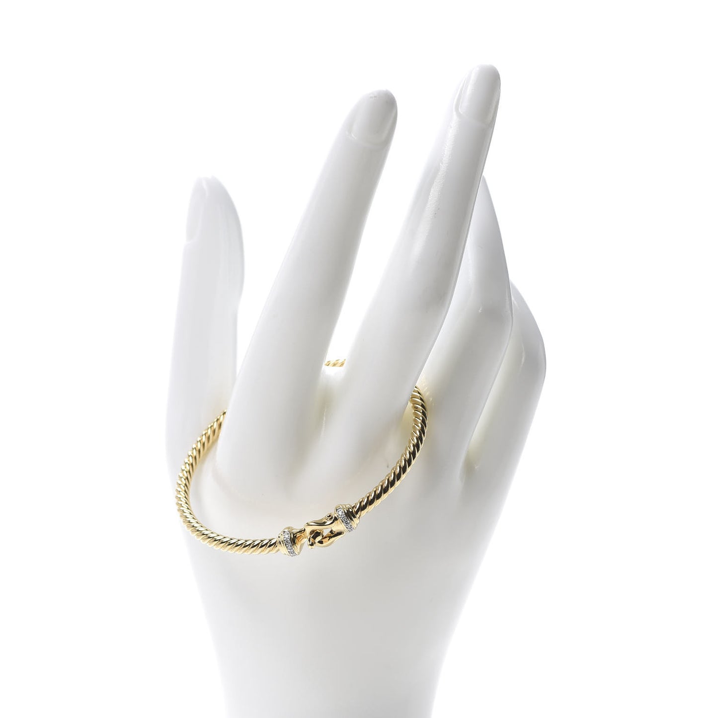 18K Yellow Gold Diamond 3.5mm Cable Buckle Bracelet