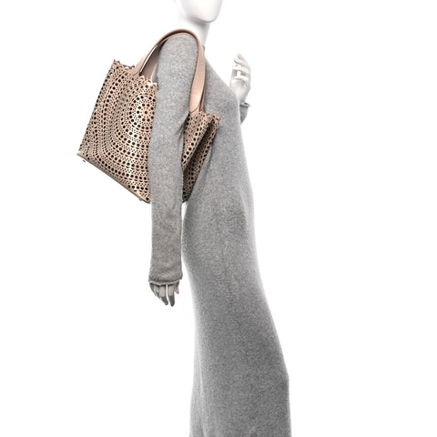 Calfskin Laser Cut Tote Sable