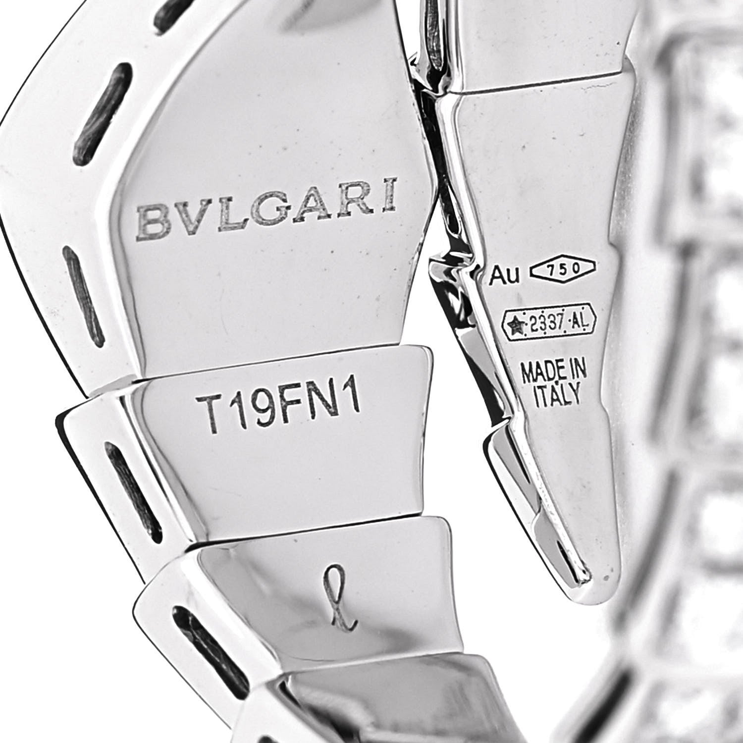 Bulgari 18K White Gold Diamond One-Coil Serpenti Viper Ring L 4 of 5