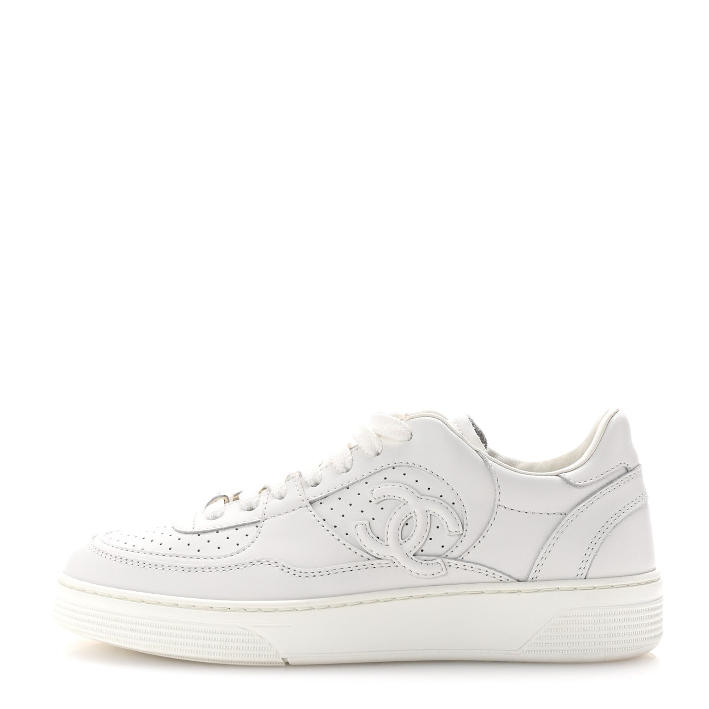 Calfskin CC Womens Sneakers 36 White