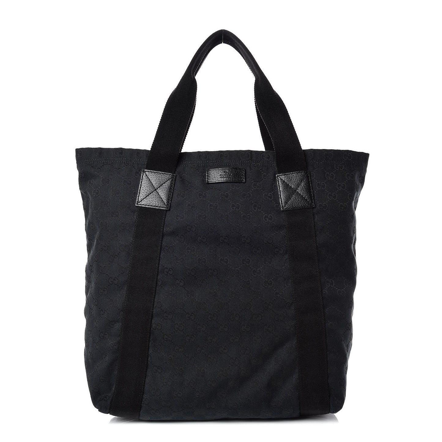 GG Monogram Medium Web Handle Vertical Tote Black