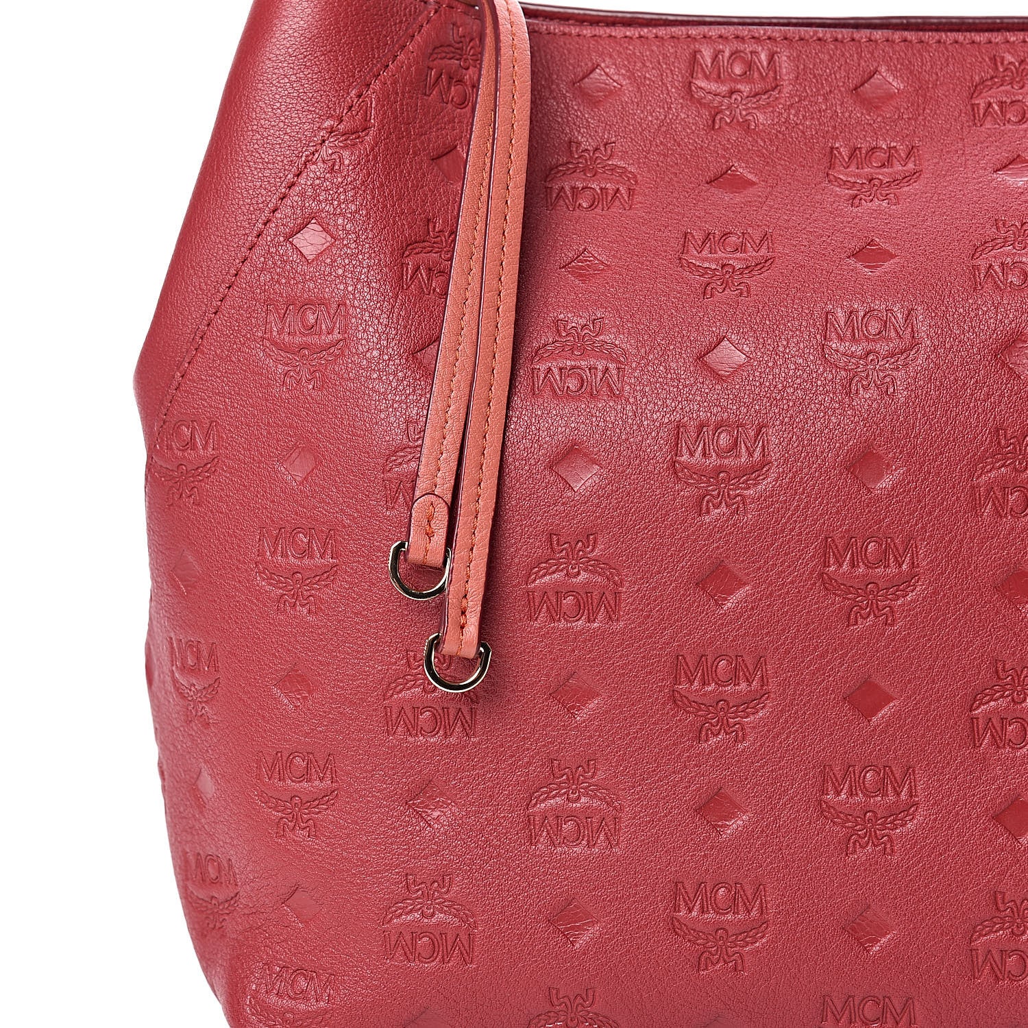 MCM Calfskin Ottomar Monogram Medium Klara Hobo Ruby Red 10 of 10