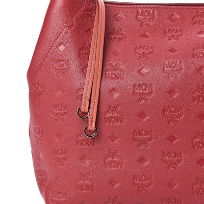 MCM Calfskin Ottomar Monogram Medium Klara Hobo Ruby Red 10 of 10