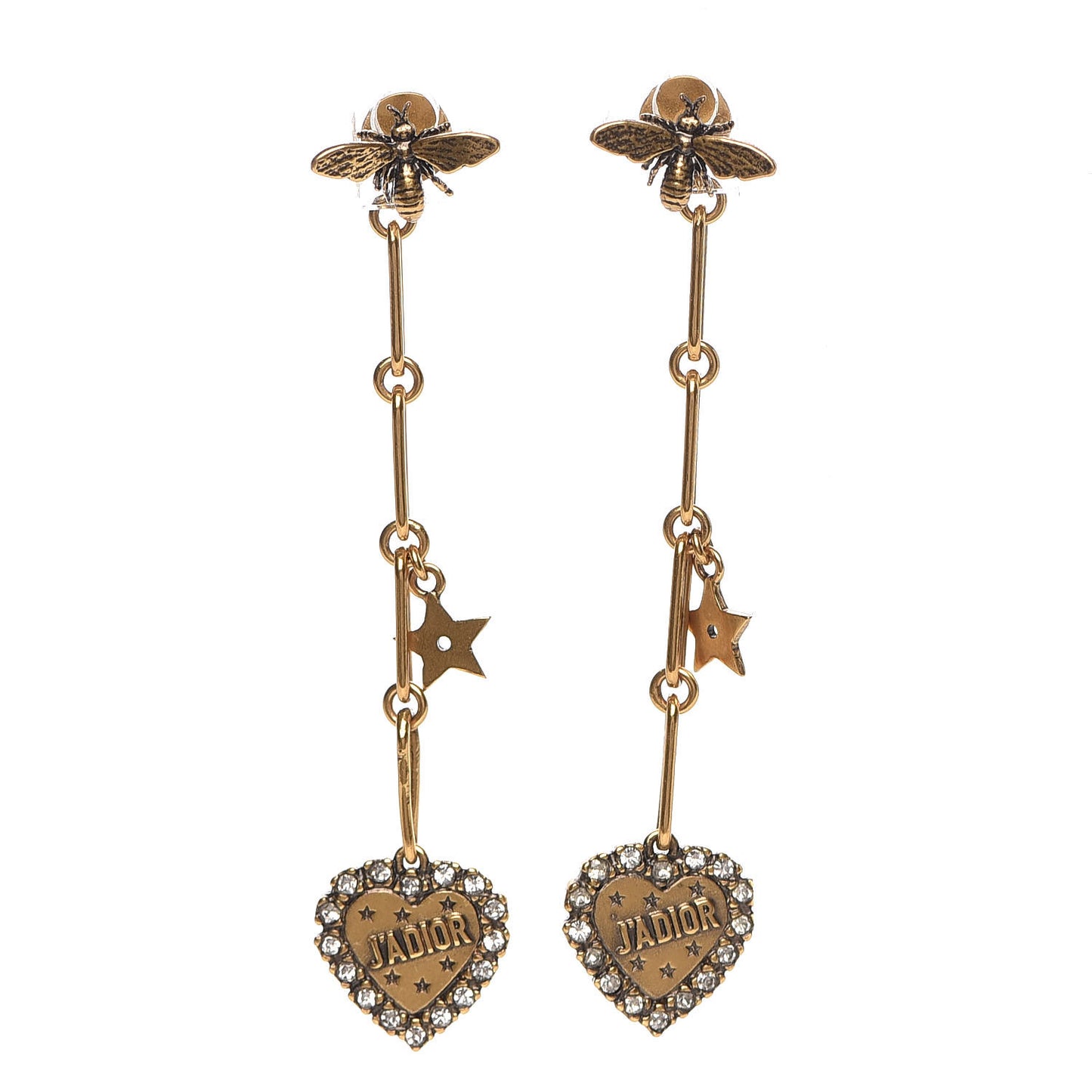 Metal Crystal Heart J'adior Drop Earrings Gold