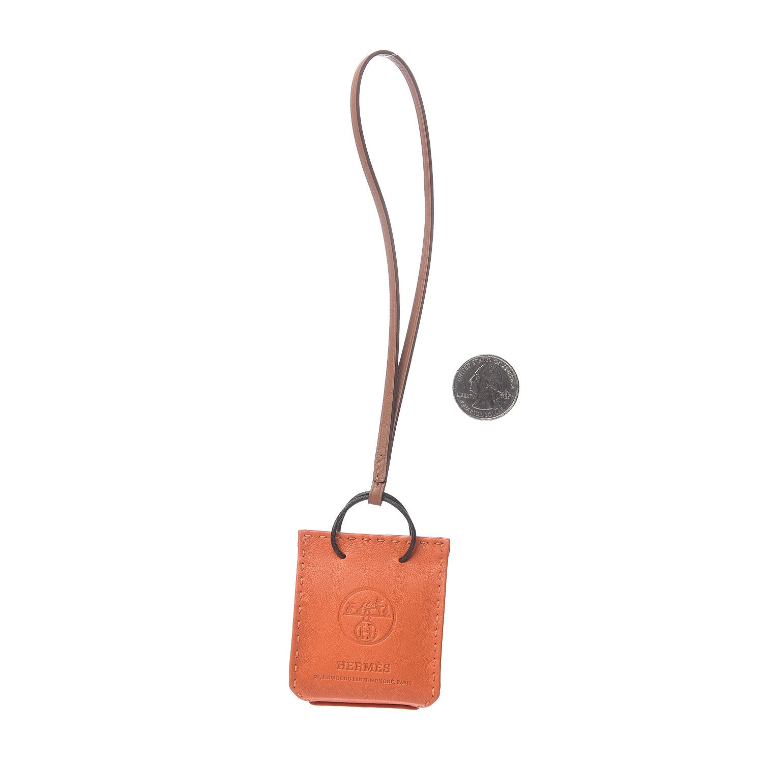 Hermes Milo Lambskin Swift Shopping Bag Charm Feu Gold 2 of 2