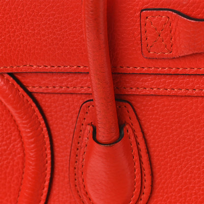 Celine Drummed Calfskin Nano Luggage Vermillion 8 of 11