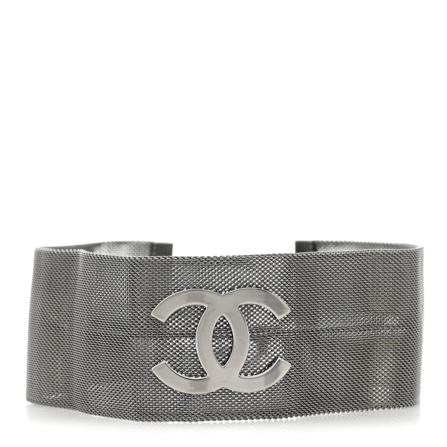 Metal Mesh CC Choker Necklace Ruthenium