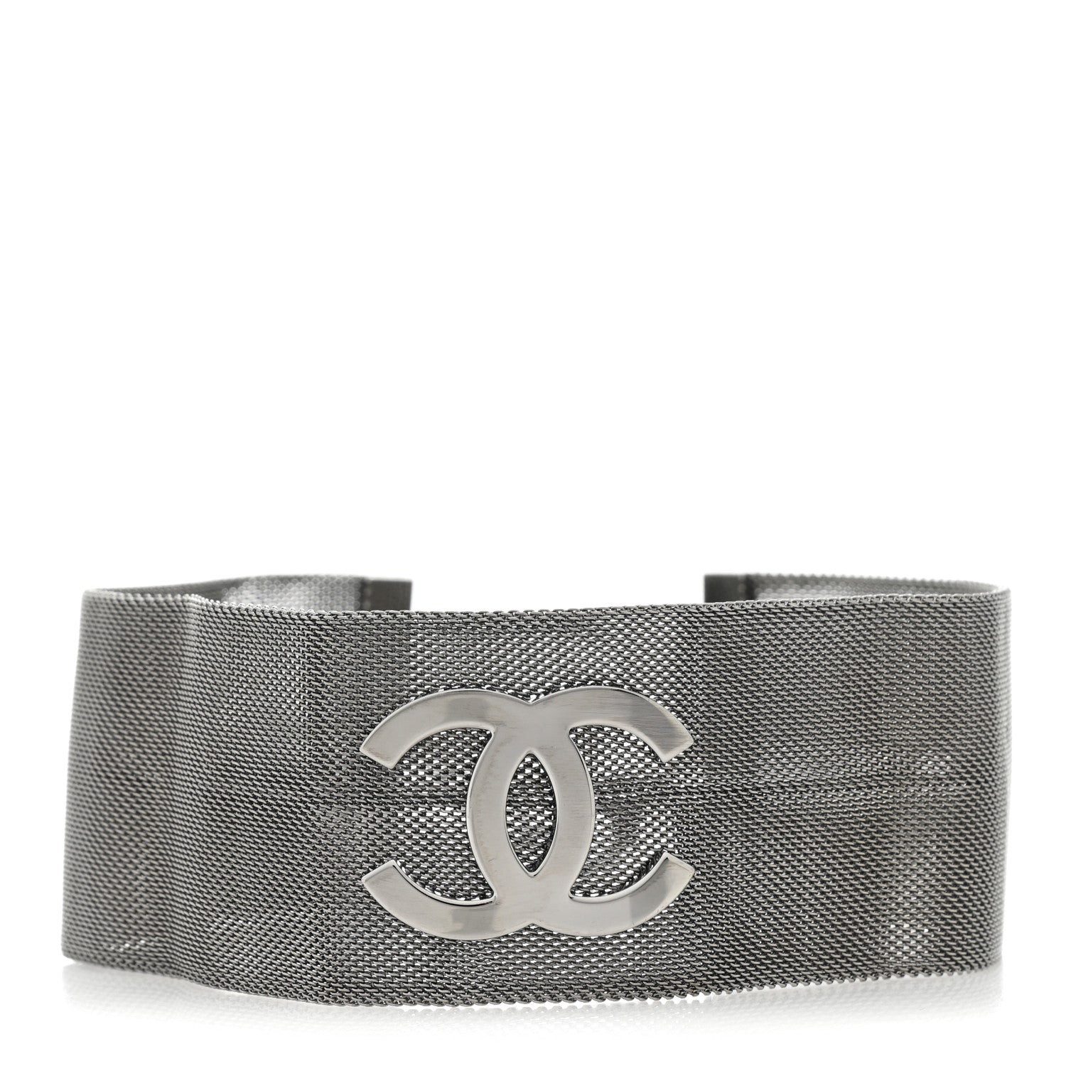 Chanel Metal Mesh CC Choker Necklace Ruthenium 1 of 4