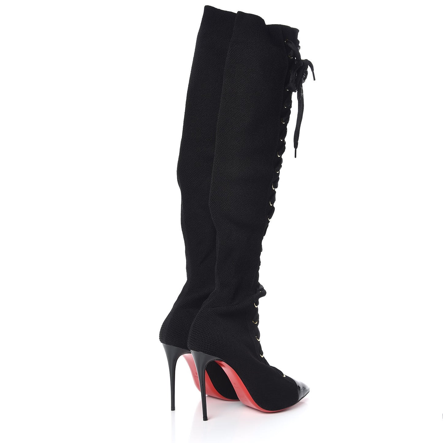 Patent Maille Tricot Frenchie 100 Sock Boots 40 Black