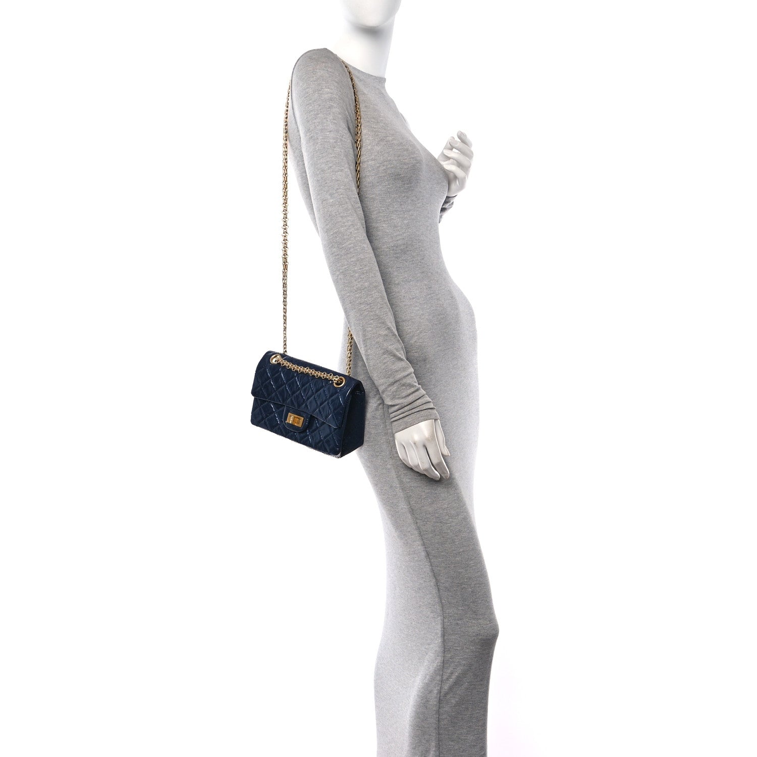 Chanel Iridescent Aged Calfskin Quilted 2.55 Reissue Mini Flap Navy 2 of 11