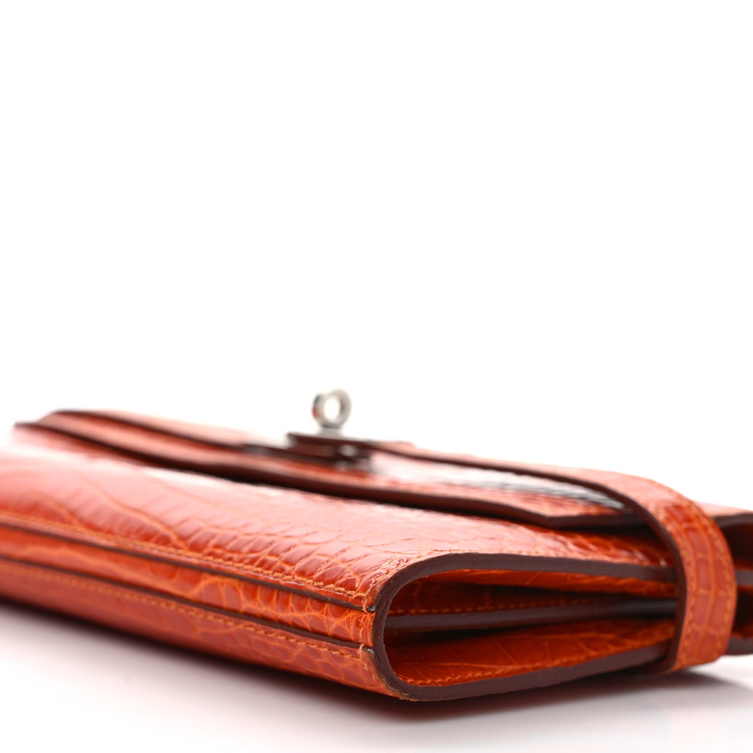 Hermes Matte Alligator Kelly Longue Wallet Orange 8 of 10