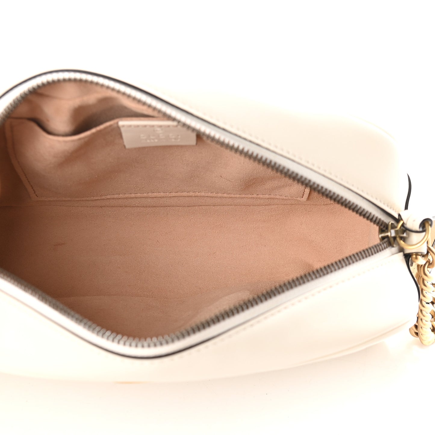 Calfskin Matelasse Small GG Marmont Chain Shoulder Bag White