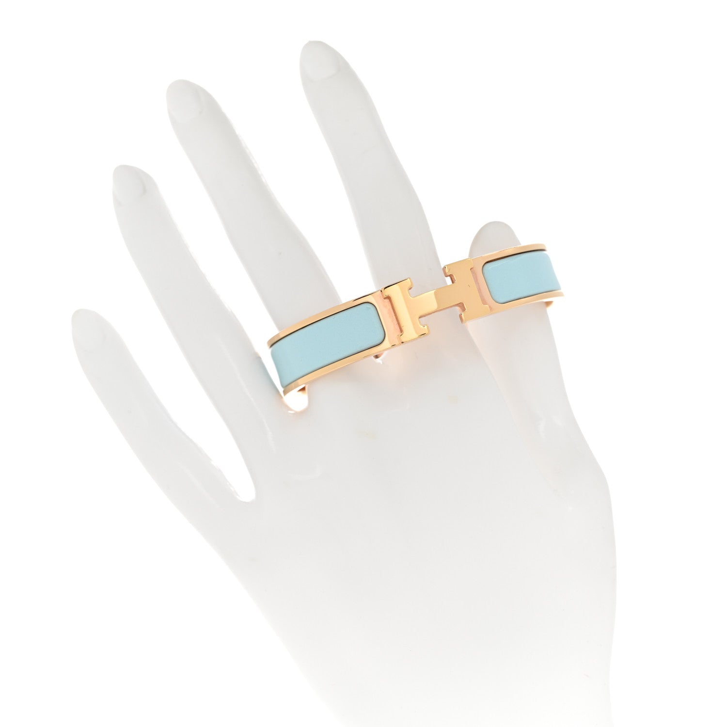 Hermes Enamel Narrow Clic Clac H Bracelet PM Bleu Glacier 2 of 5