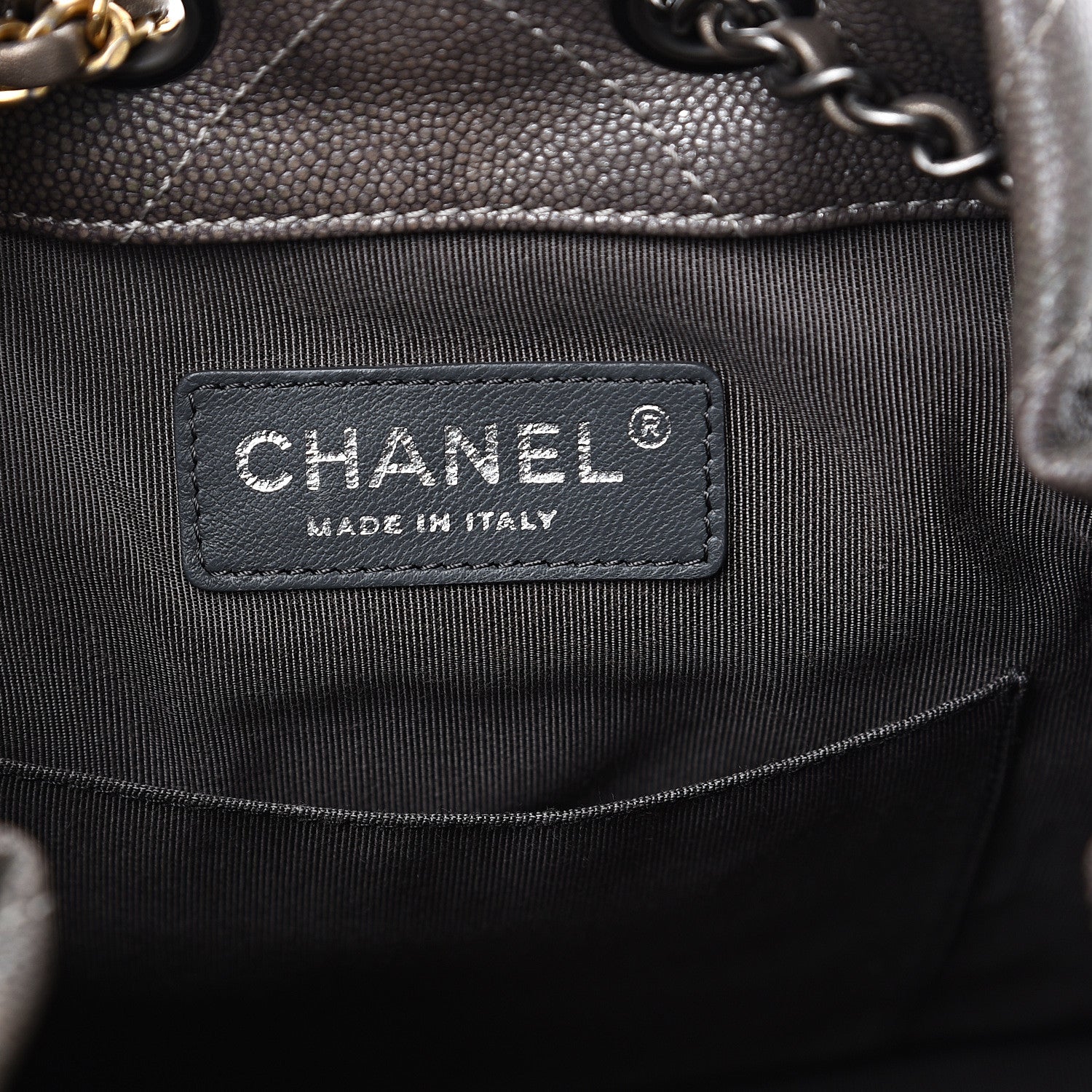 Chanel Metallic Grained Goatskin Chevron Quilted Gabrielle Backpack Silver 5 of 11