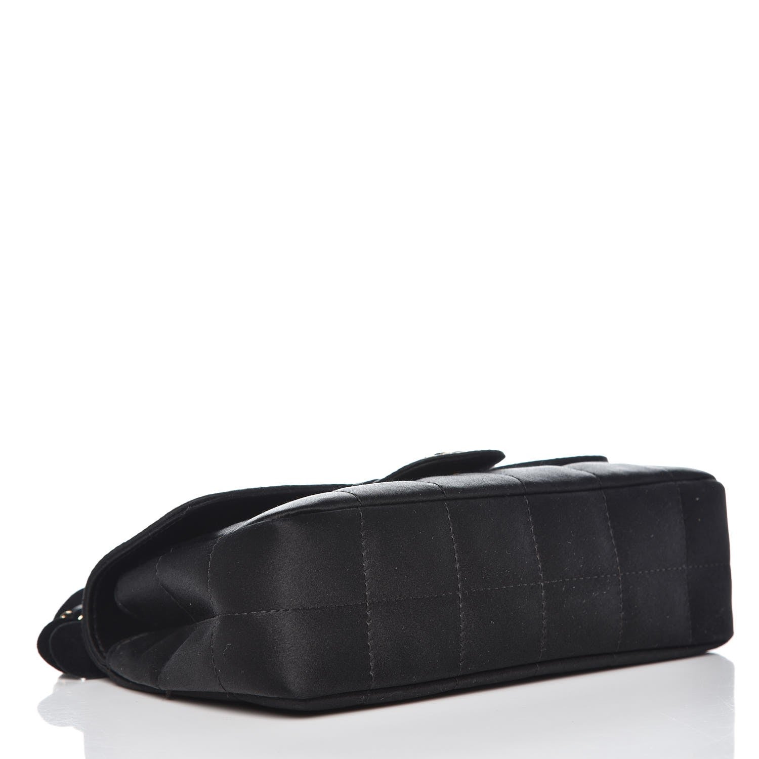 Chanel Satin Chocolate Bar Quilted Camellia Rectangular Mini Flap Black 4 of 8