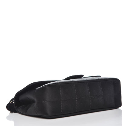 Chanel Satin Chocolate Bar Quilted Camellia Rectangular Mini Flap Black 4 of 8