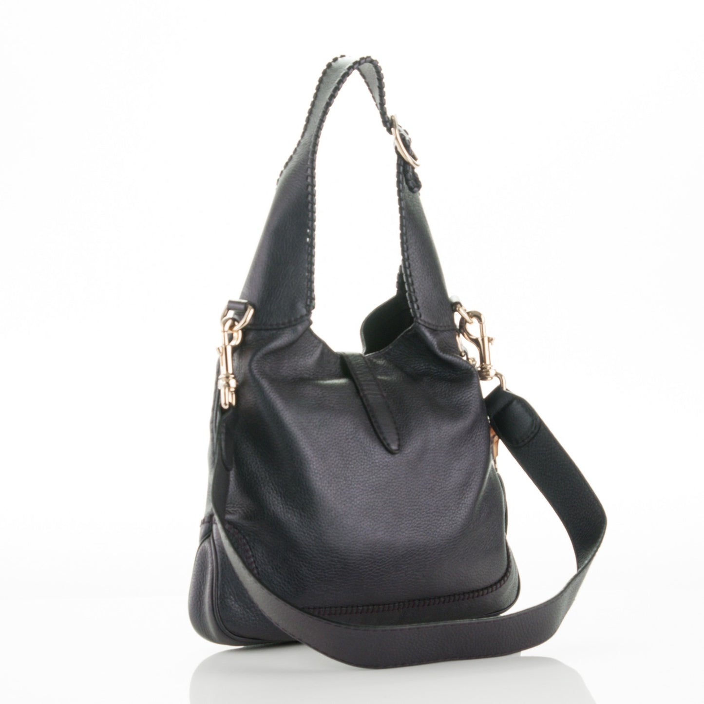 Metallic Pebbled Calfskin Medium New Jackie Shoulder Bag