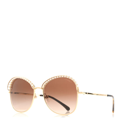 Chanel Metal Pearl Sunglasses 4246-H Silver Beige 1 of 8