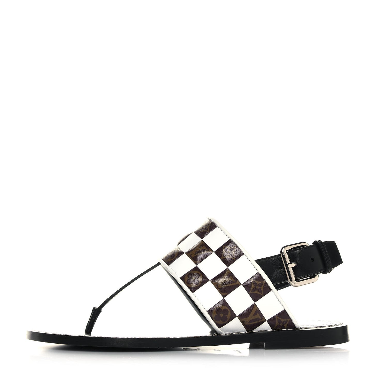 Monogram Calfskin Matchmake Flat Thong Sandals 36 Black