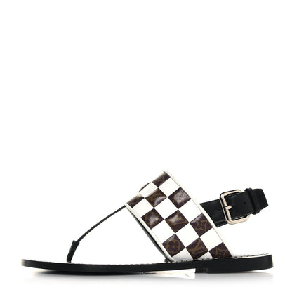 Louis Vuitton Monogram Calfskin Matchmake Flat Thong Sandals 36 Black 1 of 9