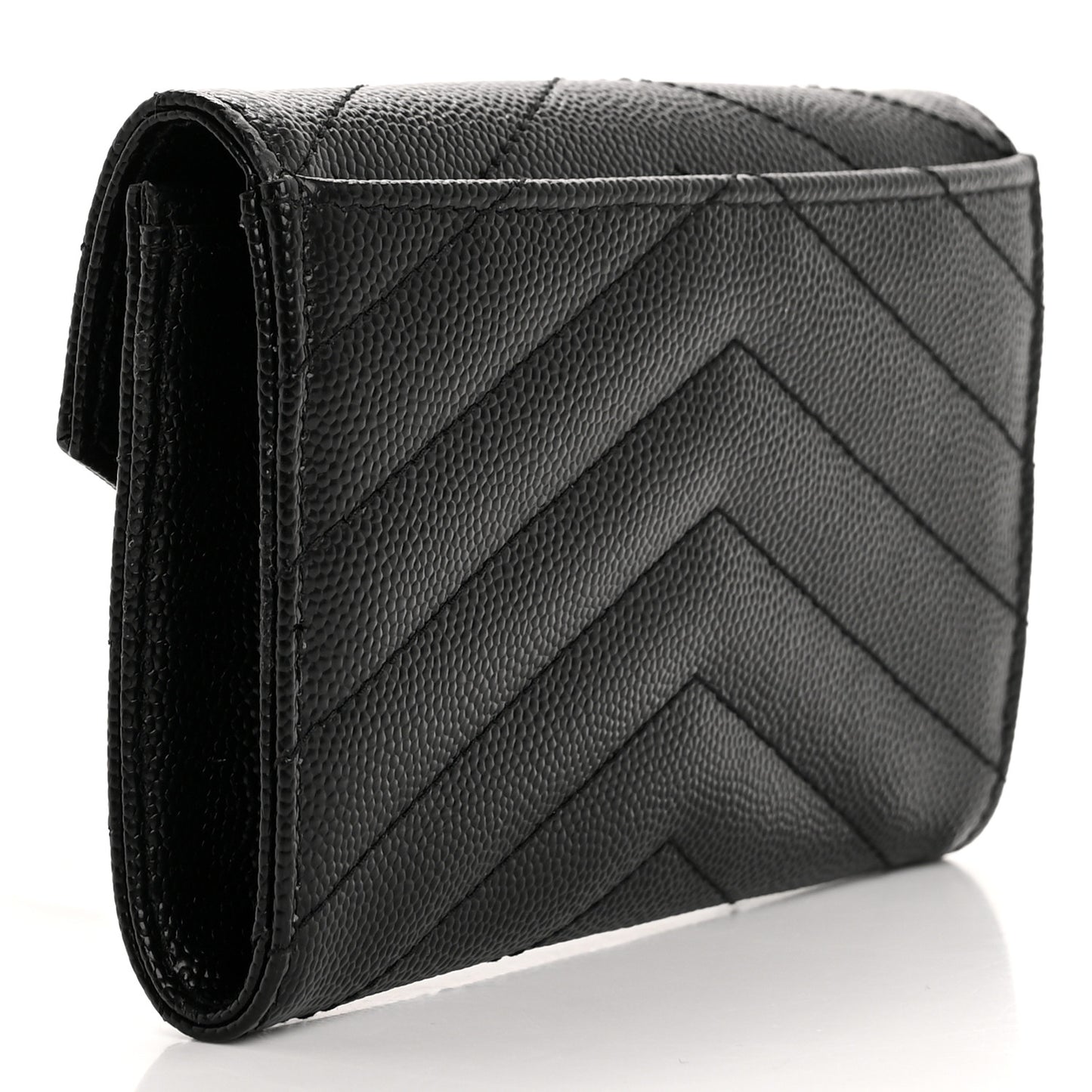 Grain De Poudre Matelasse Chevron Small Monogram Envelope Wallet Black