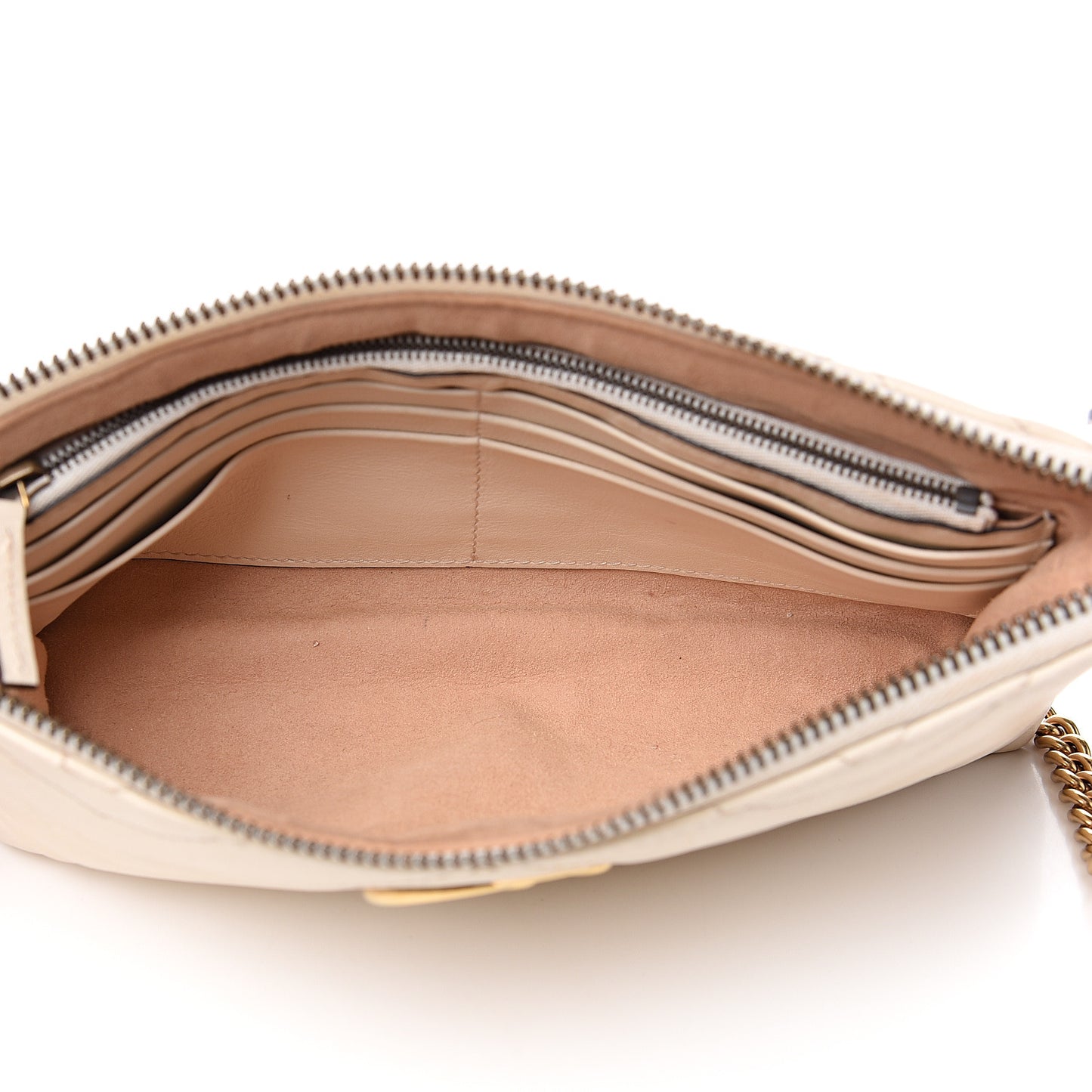 Calfskin Matelasse Mini GG Marmont Chain Bag White