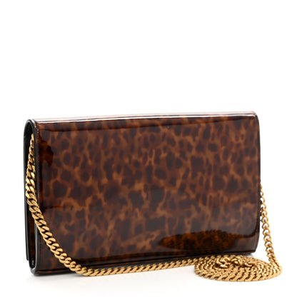 Saint Laurent Patent Monogram Chain Wallet Tortoiseshell 3 of 11