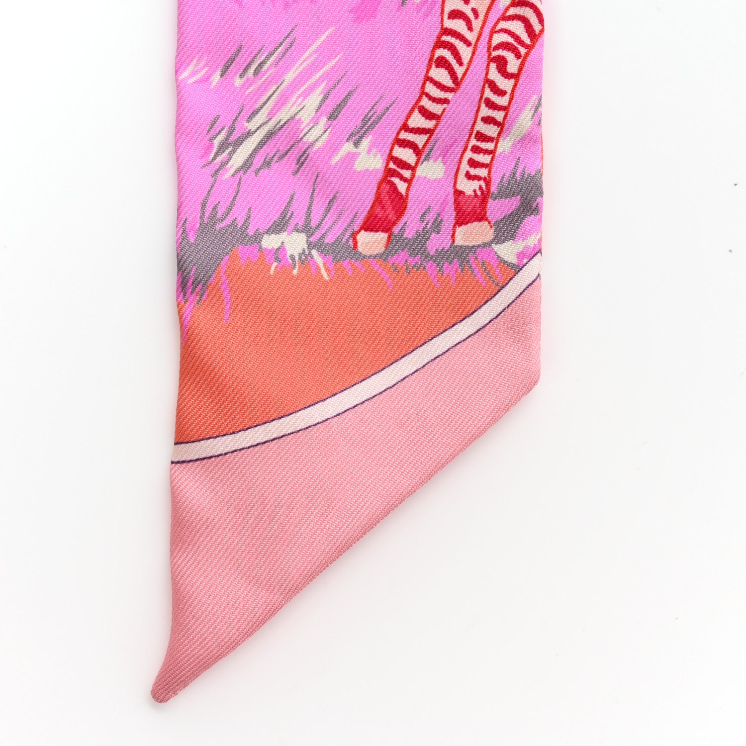 Hermes Silk Les Zebres Twilly Mauve Rose Poudre Parme 6 of 7