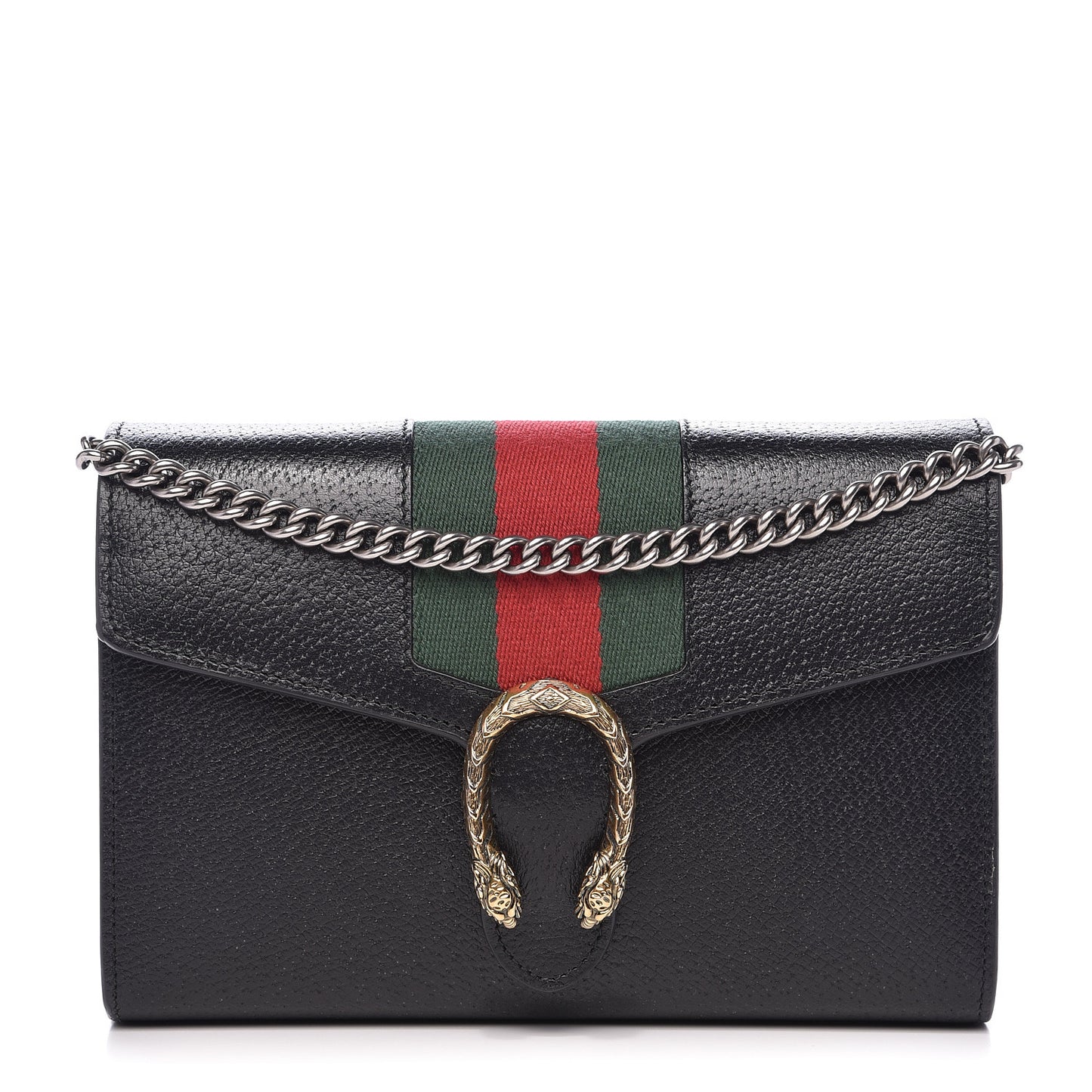 Calfskin Web Mini Dionysus Chain Wallet Black