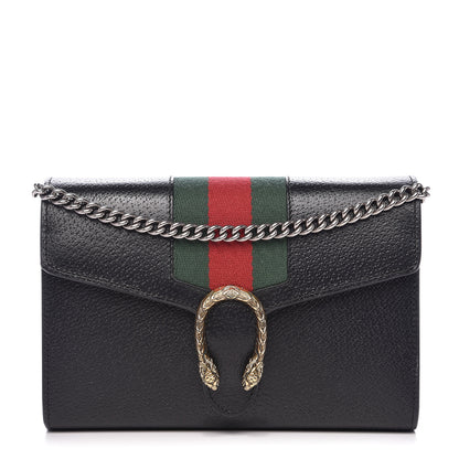 Gucci Calfskin Web Mini Dionysus Chain Wallet Black 1 of 15