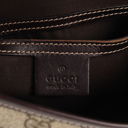 Gucci GG Supreme Monogram Selleria Calfskin Small Flap Messenger Bag Beige Ebony Cocoa Dark Chocolate 10 of 10