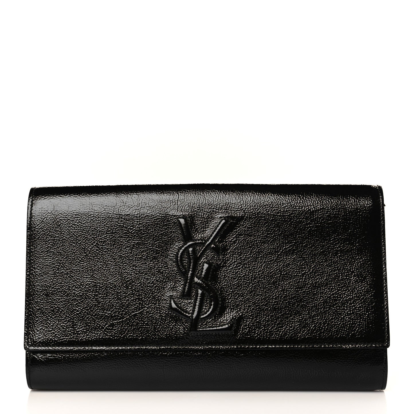 Textured Patent Monogram Large Belle De Jour Clutch Black