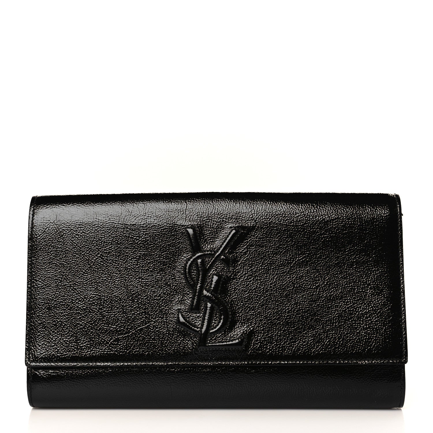 Saint Laurent Textured Patent Monogram Large Belle De Jour Clutch Black 1 of 9