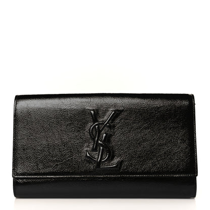 Saint Laurent Textured Patent Monogram Large Belle De Jour Clutch Black 1 of 9