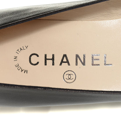 Chanel Lambskin Square Toe Pumps 37.5 Black 7 of 8