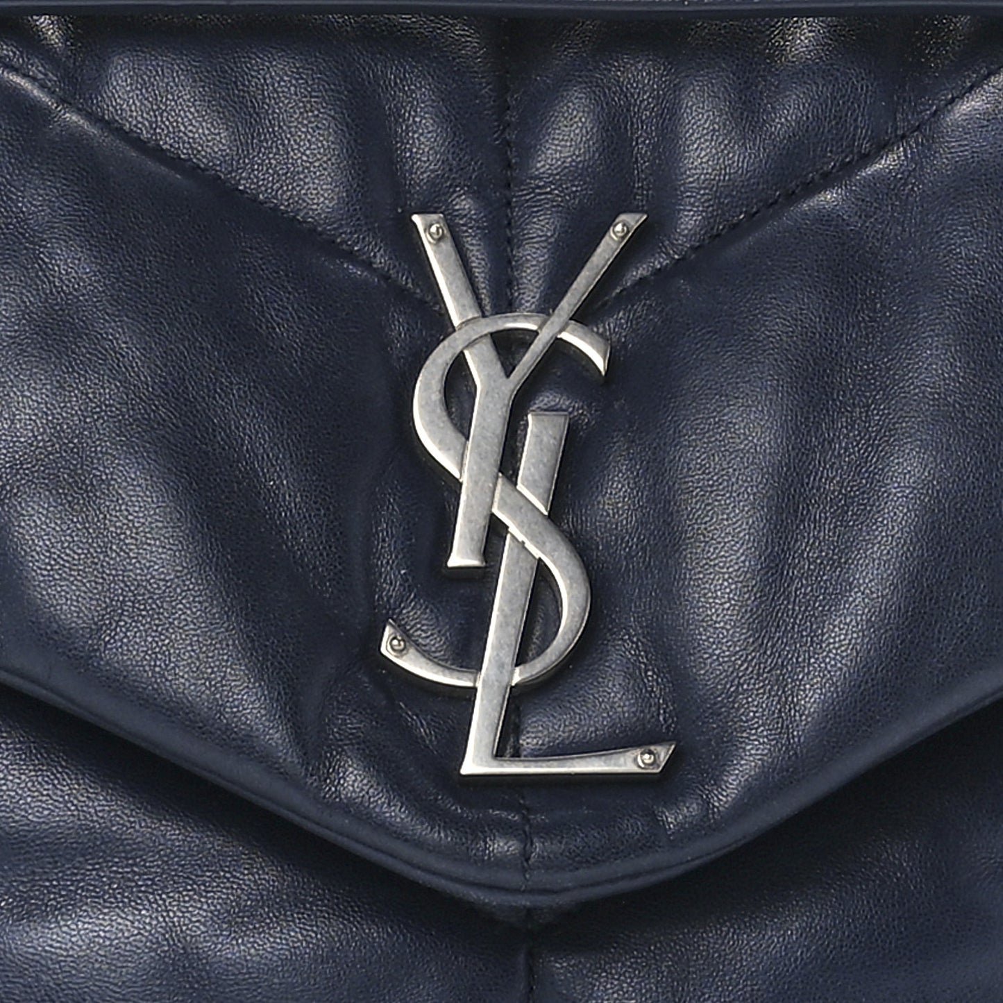 Lambskin Quilted Medium Loulou Puffer Monogram Chain Satchel Navy