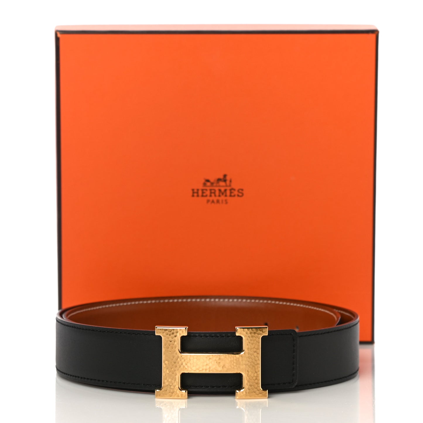 Box Chamonix 32mm Martelee H Belt 90 Black Gold
