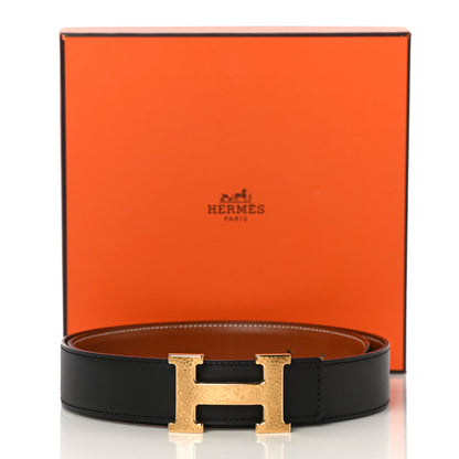Hermes Box Chamonix 32mm Martelee H Belt 90 Black Gold 10 of 10