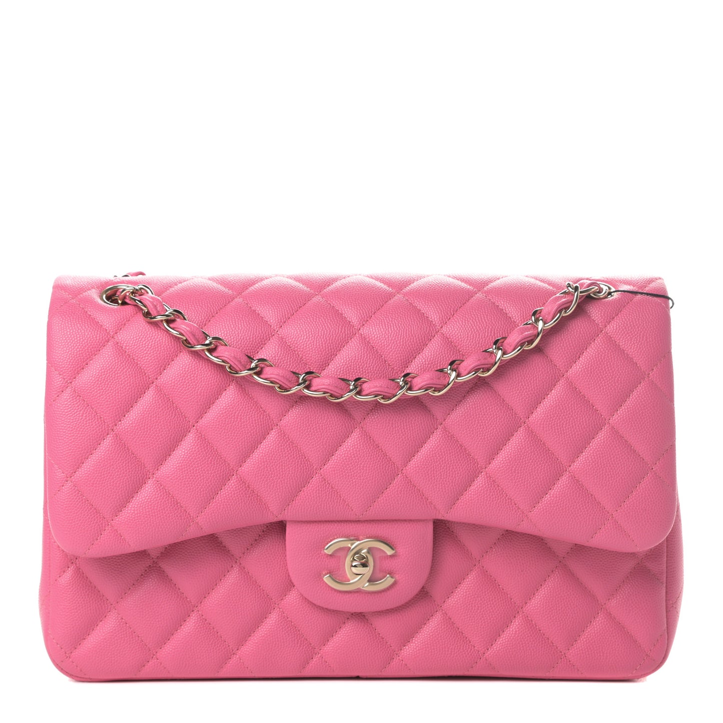 Caviar Quilted Jumbo Double Flap Pink
