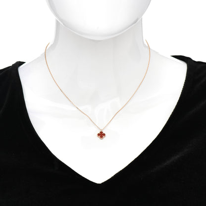 Van Cleef & Arpels 18K Rose Gold Carnelian Sweet Alhambra Pendant Necklace 2 of 5
