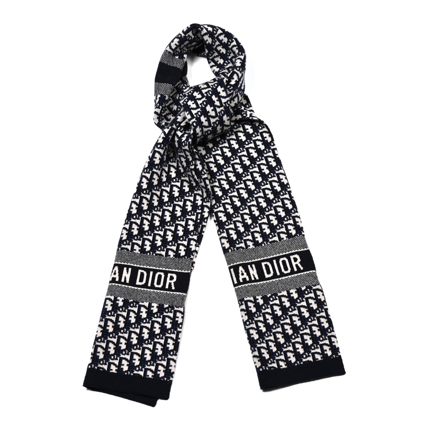Wool Cashmere Oblique Scarf Beige Blue Black