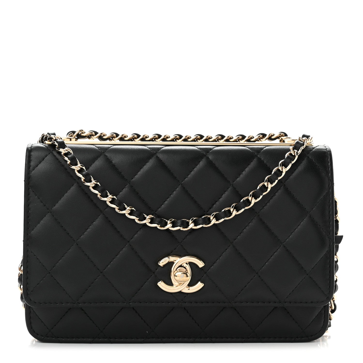 Chanel Lambskin Quilted Trendy CC Wallet On Chain WOC Black 1 of 12
