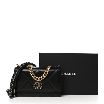 Chanel Goatskin Quilted Chanel 19 Wallet On Chain WOC Black 12 of 12