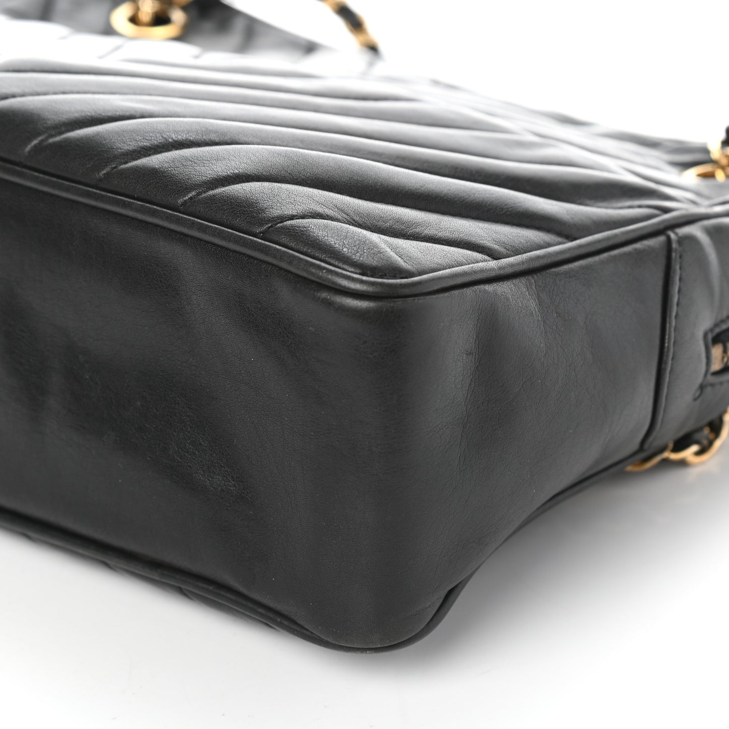 Lambskin Chevron Quilted Shoulder Bag Black