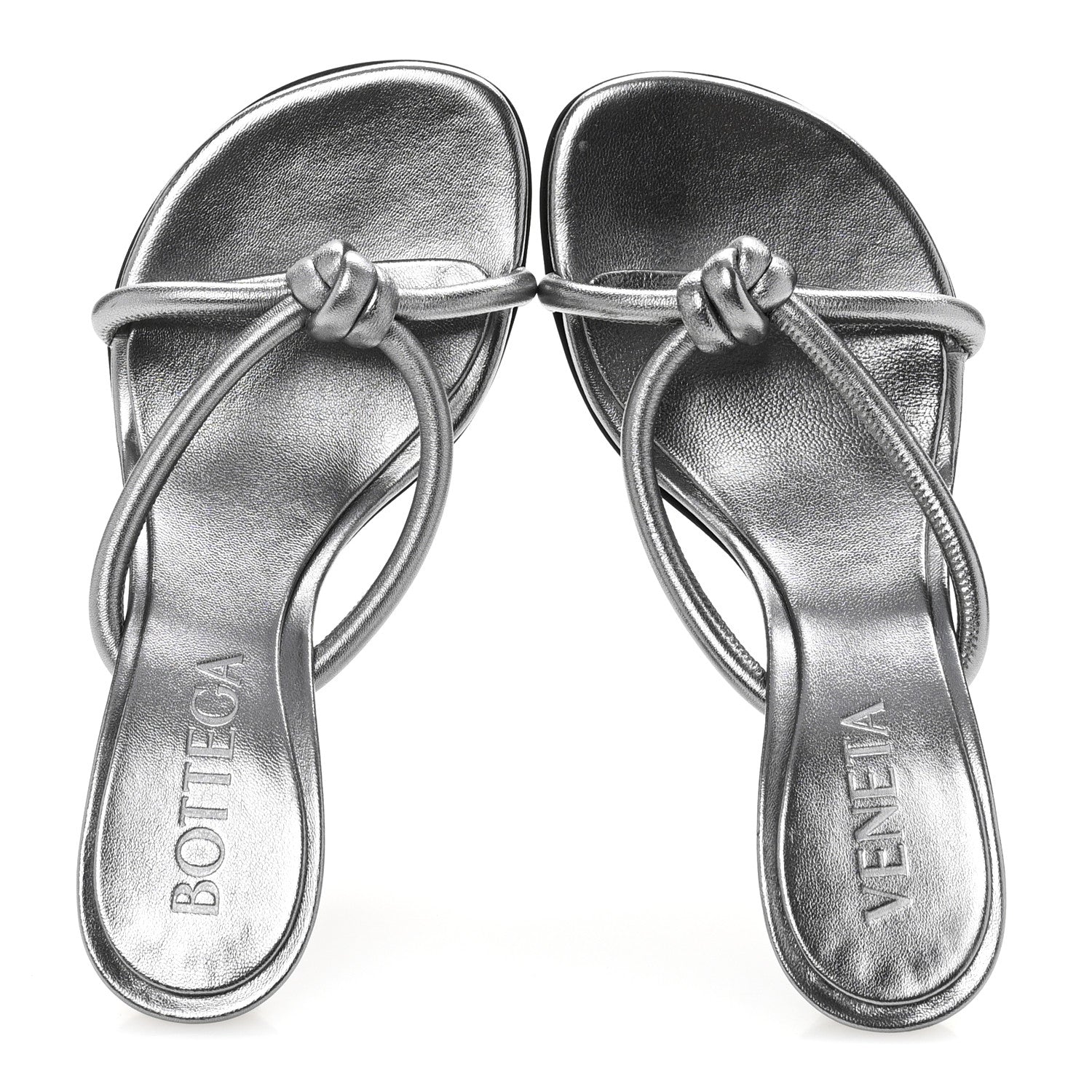 Bottega Veneta Metallic Blink Knot Mule Sandals 36.5 Silver 2 of 9