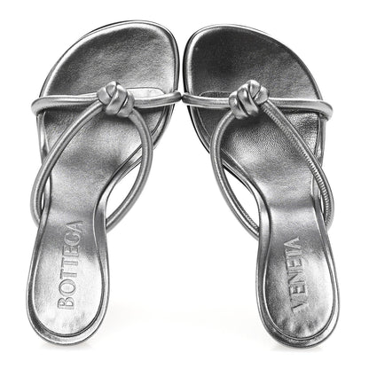 Bottega Veneta Metallic Blink Knot Mule Sandals 36.5 Silver 2 of 9